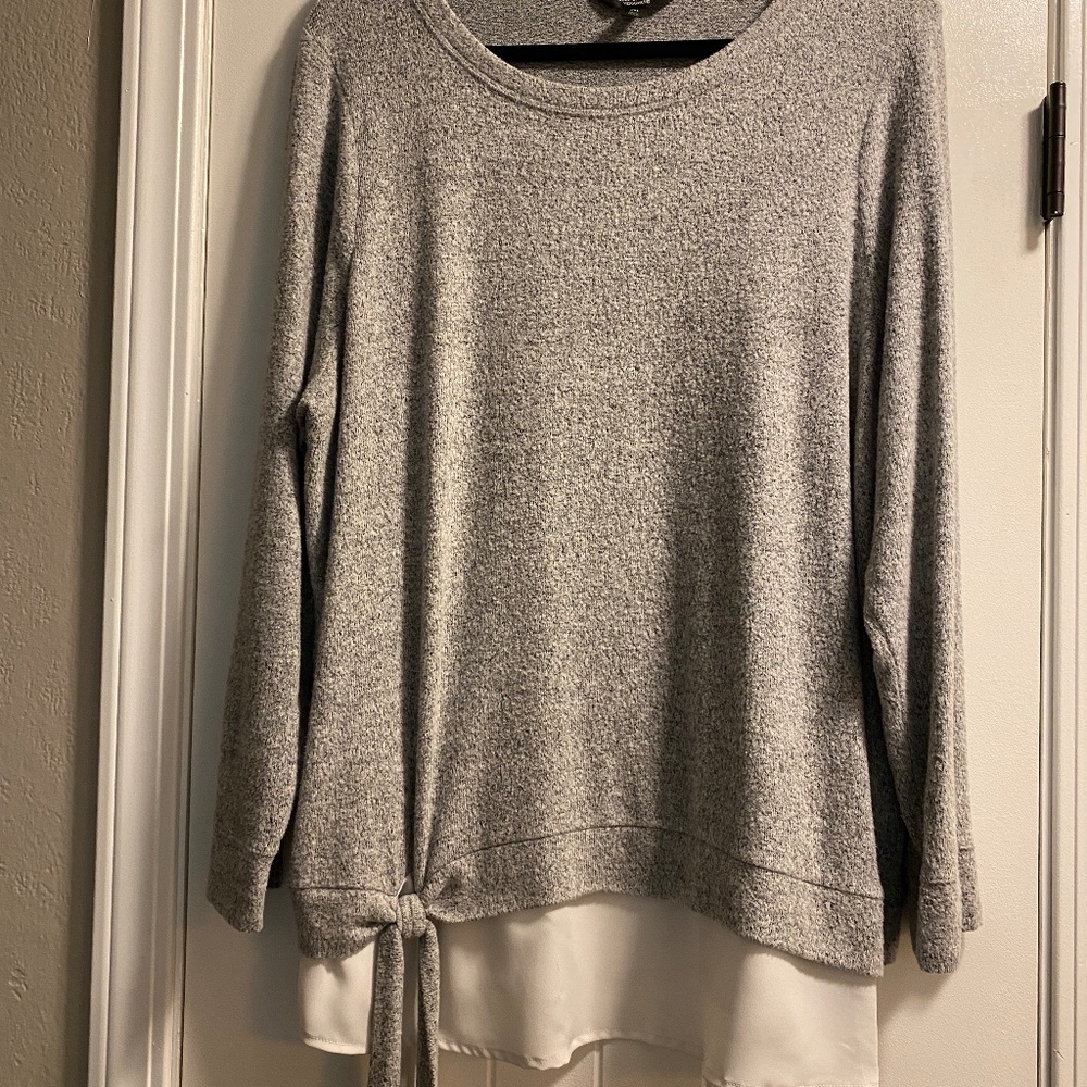 Simply Vera Womens Sweater Gray and White Size XXL